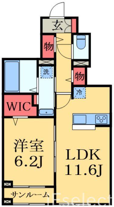 フェリス(1LDK/1階)の間取り写真