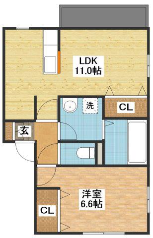 メルベーユYT(1LDK/2階)の間取り写真