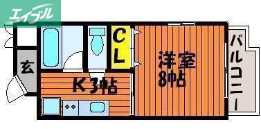 グランドメゾン 藤(1K/3階)の間取り写真