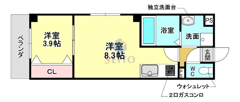 ARCA豊中曽根(1LDK/3階)の間取り写真