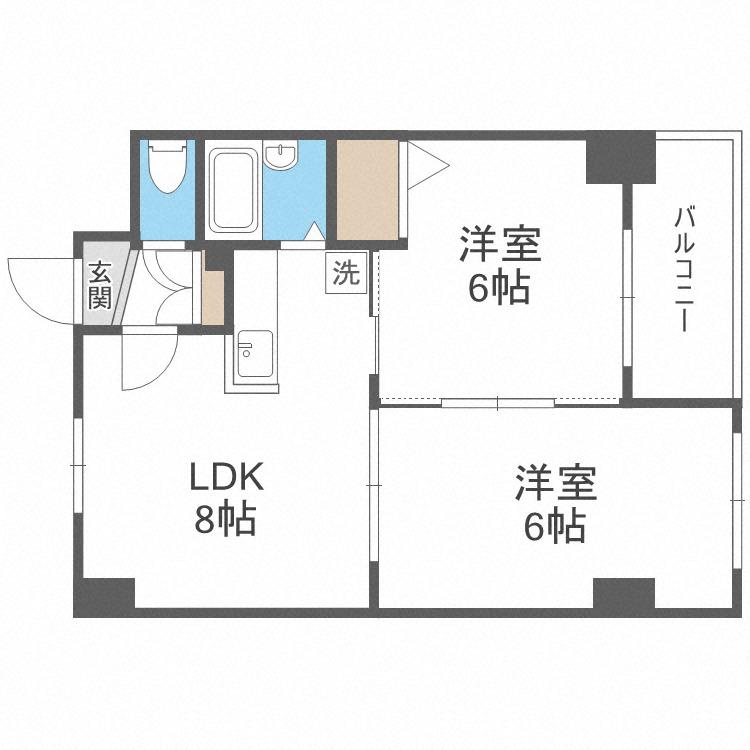 サンリバー広和(2DK/3階)の間取り写真
