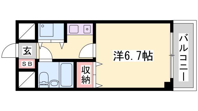 ブレス・宝祥(1K/6階)の間取り写真