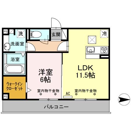 ガーネット(1LDK/1階)の間取り写真