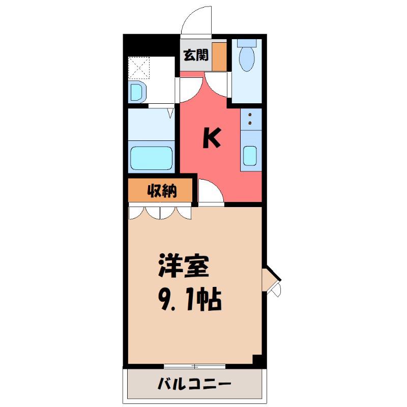 グレイスヴィラ(1K/2階)の間取り写真