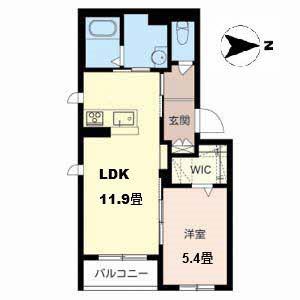 エスト・クレール南田辺(1LDK/3階)の間取り写真