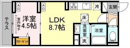 セレスティア鷺宮(1LDK/1階)の間取り写真
