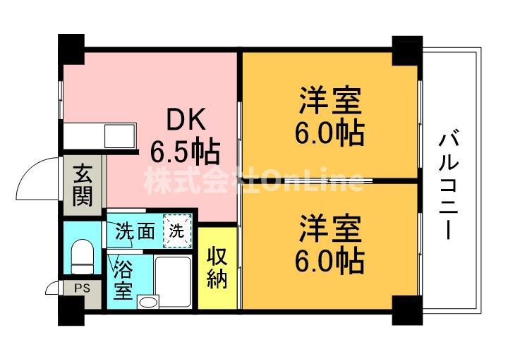 リベラルパレス平野(2DK/7階)の間取り写真