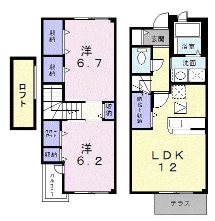 エストアロッジオI(2LDK/1階)の間取り写真
