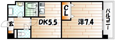 ベイプレイス小倉(1DK/3階)の間取り写真