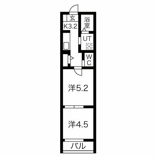 エトワール六丁の目(2K/1階)の間取り写真