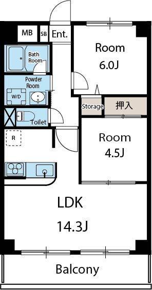 ルートホワイトII(2LDK/2階)の間取り写真