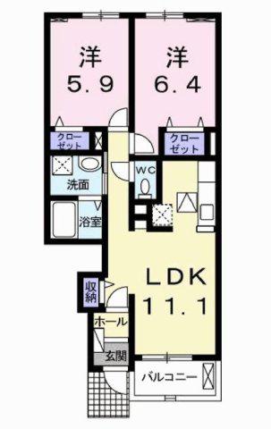 パイン グローブ(2LDK/1階)の間取り写真