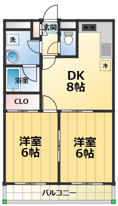 クレール大澤(2DK/3階)の間取り写真