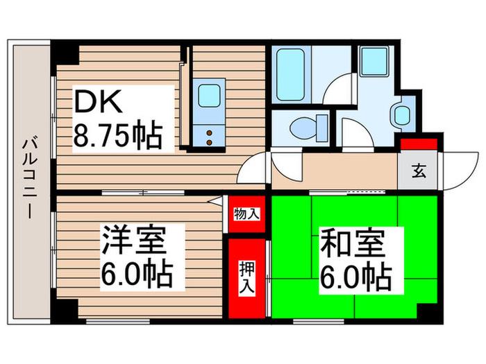 フォンテーヌ・デ・アイラ(2DK/7階)の間取り写真