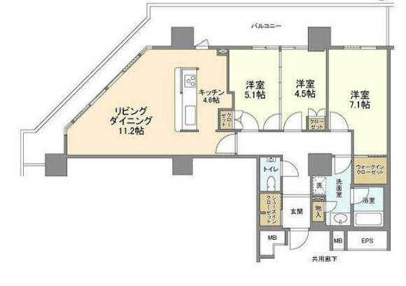 豊洲シエルタワー(3LDK/18階)の間取り写真