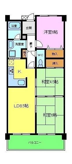 美加の台南海アーバンコンフォート壱番館(3LDK/2階)の間取り写真