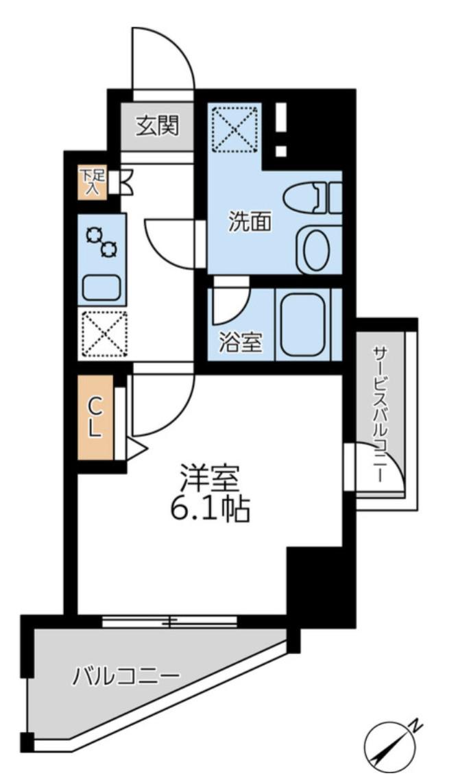プライマル横濱平沼橋(1K/2階)の間取り写真