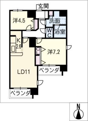 LIFE STAGE 丸の内(2LDK/12階)の間取り写真