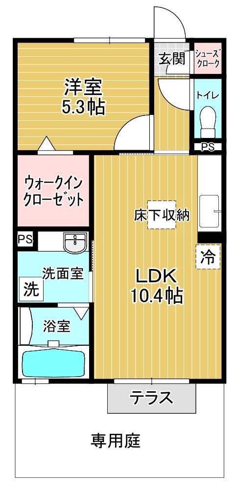 ラヴィショーA館(1LDK/1階)の間取り写真