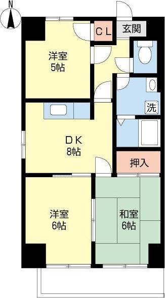 リージョン妙音(3DK/5階)の間取り写真