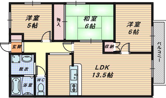 ノアーズアーク(3LDK/1階)の間取り写真