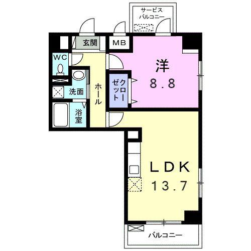 サンフィールド III(1LDK/4階)の間取り写真