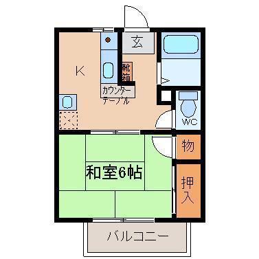 COSMOII(1K/1階)の間取り写真