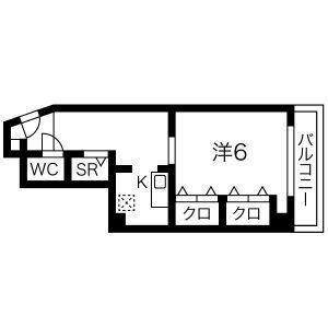 メゾン日向(1K/4階)の間取り写真