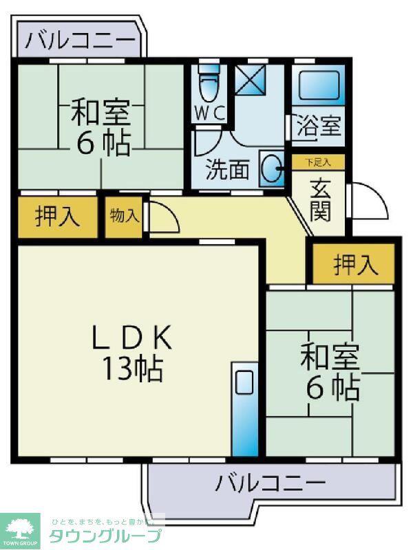 壱岐86棟(2LDK/1階)の間取り写真