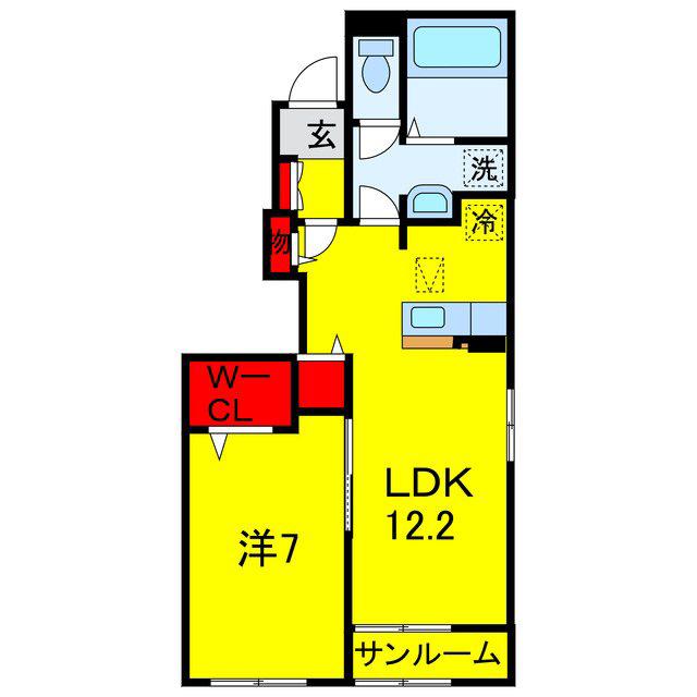 サンヴィレッジB(1LDK/1階)の間取り写真