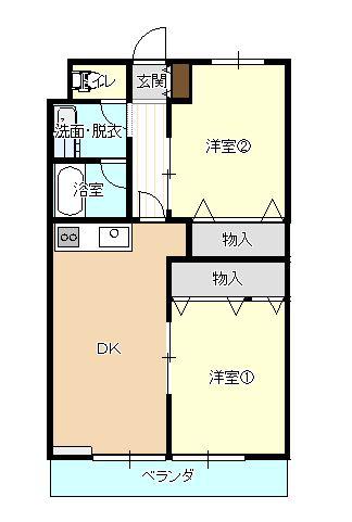 プレイスコート住吉(2DK/3階)の間取り写真