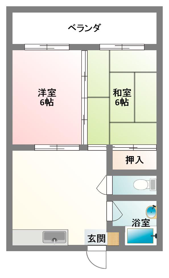 守マンション(2LDK/5階)の間取り写真