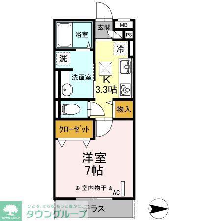 グローリー湘南II(1K/3階)の間取り写真