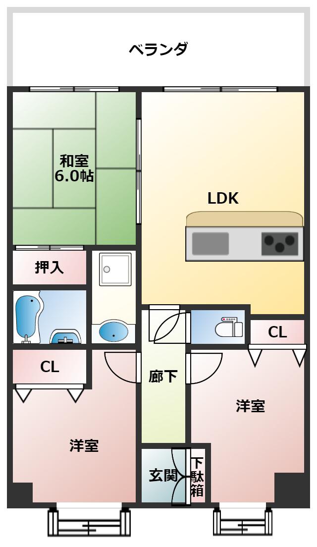 ライオンズガーデンヒルズ早稲田(3LDK/5階)の間取り写真