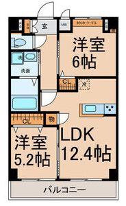 THE RESIDENCE SAKURAYAMA ウエスト(2LDK/9階)の間取り写真
