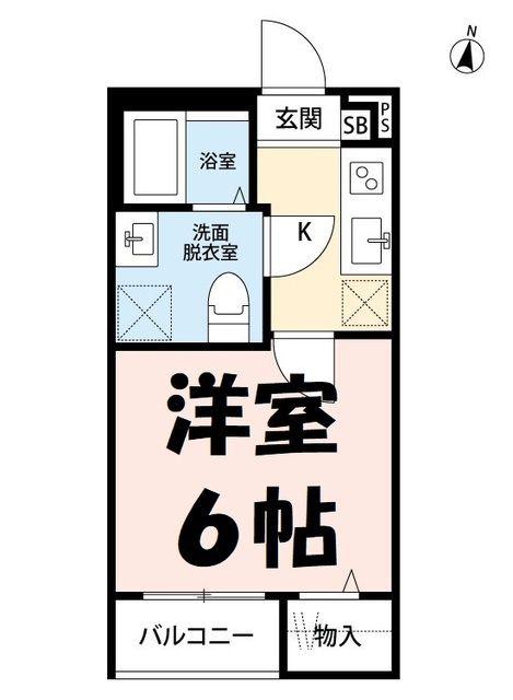ソレイユ西大宮(1K/2階)の間取り写真