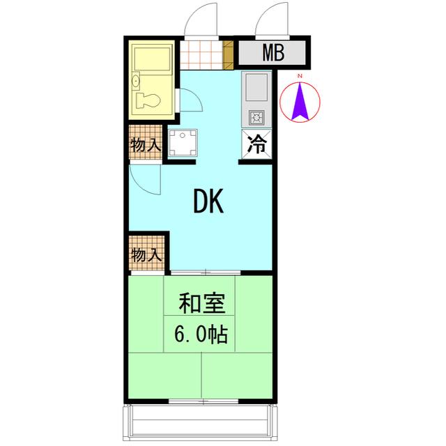 武蔵浦和宝マンション(1DK/1階)の間取り写真
