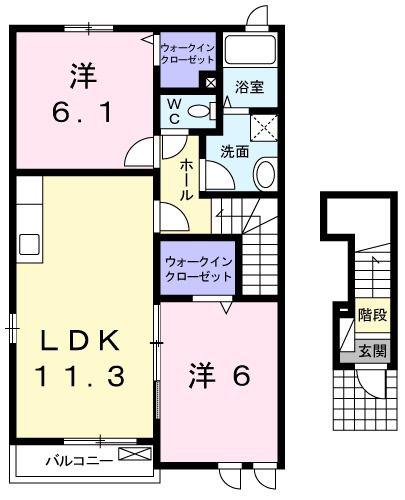 JR総武本線 榎戸駅(千葉) 徒歩17分 2階建 築15年(2LDK/2階)の間取り写真