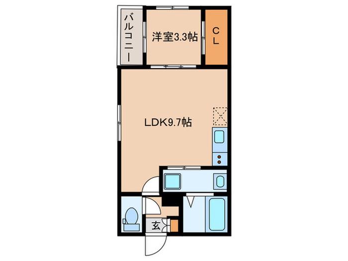 ルミナス中村(1LDK/1階)の間取り写真
