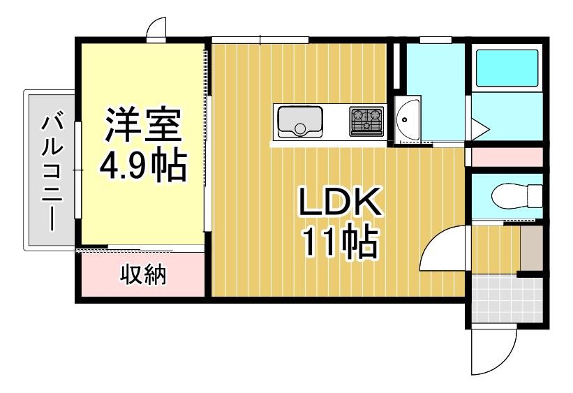 ファイブスター見山(1LDK/1階)の間取り写真