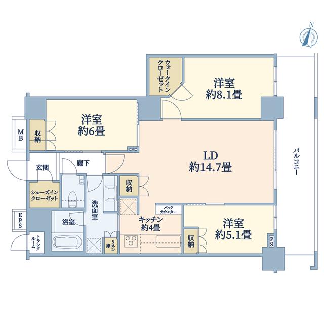 THE KOSUGI TOWER(3LDK/19階)の間取り写真