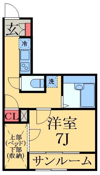 LPフォレスト小倉(1K/2階)の間取り写真