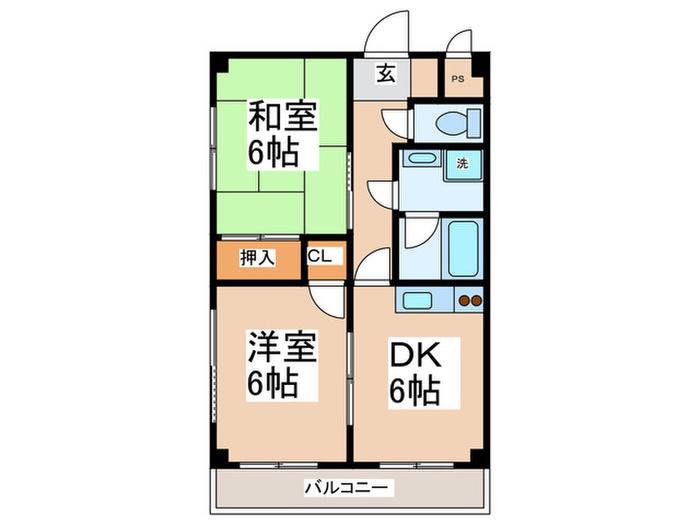 サンステージ21(2DK/1階)の間取り写真