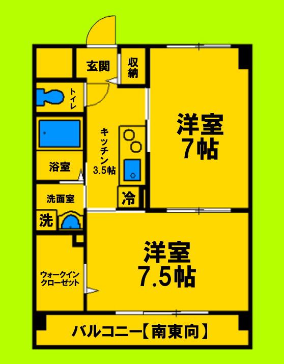 プラム・サン(2K/3階)の間取り写真
