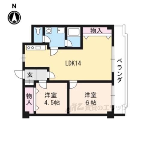 コモド長岡京(2LDK/3階)の間取り写真