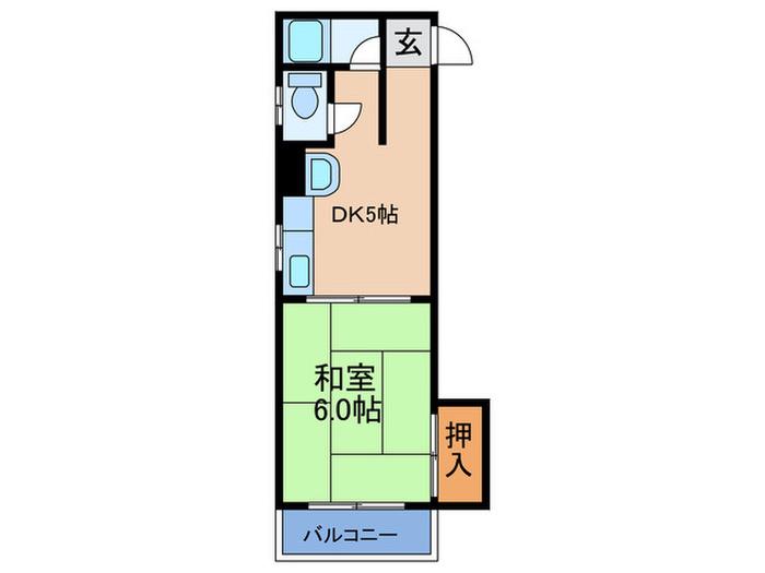 ひまわりハイツ(1DK/2階)の間取り写真