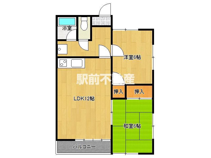 ミツルハウス3(2LDK/1階)の間取り写真