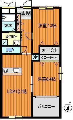ローテンブルク(2LDK/3階)の間取り写真