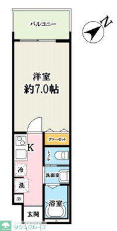 キャメル草加谷塚2丁目A棟(1K/2階)の間取り写真
