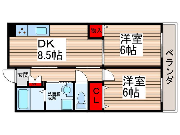 サイワハイツ(2DK/1階)の間取り写真